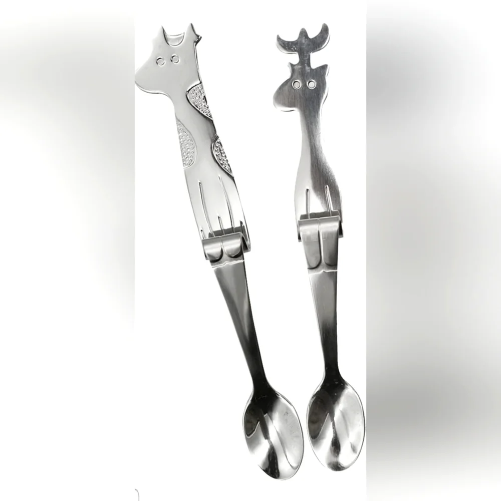 Dad & Son Giraffe Spoons - Silver